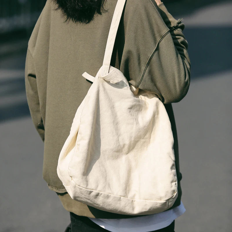 Large Capacity Canvas Shoulder Bag Soft Denim for Women