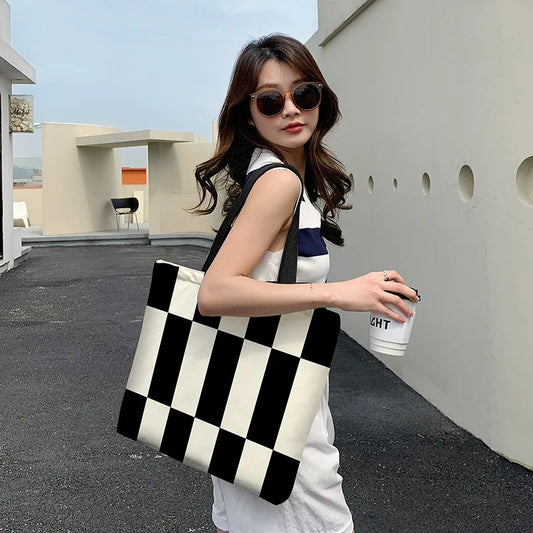 Large Capacity Canvas Shoulder Bags for Women Print Versatile In Handbag