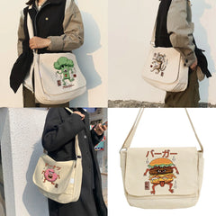 Monster Printed Canvas Shoulder Bag for Women Harajuku Diagonal Crossbody
