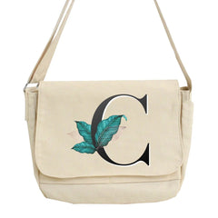 Japanese Harajuku Canvas Shoulder Bag Student Crossbody Leaf Letter Printed