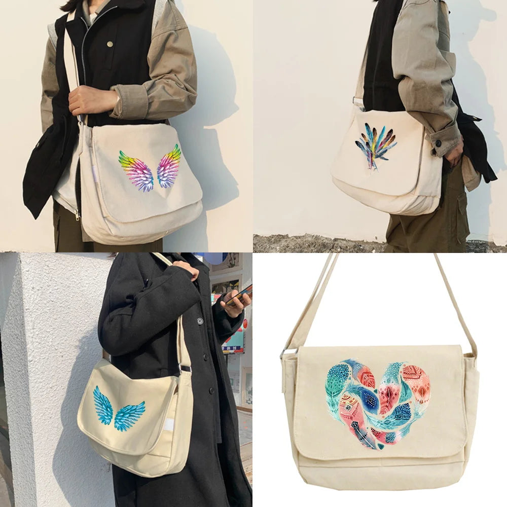 Large Capacity Canvas Shoulder Bags Harajuku Diagonal Bag