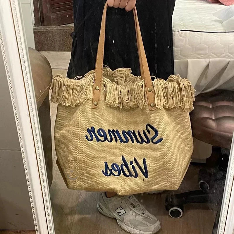 Large Capacity Canvas Tote Bag Women's Shoulder Armpit Bag