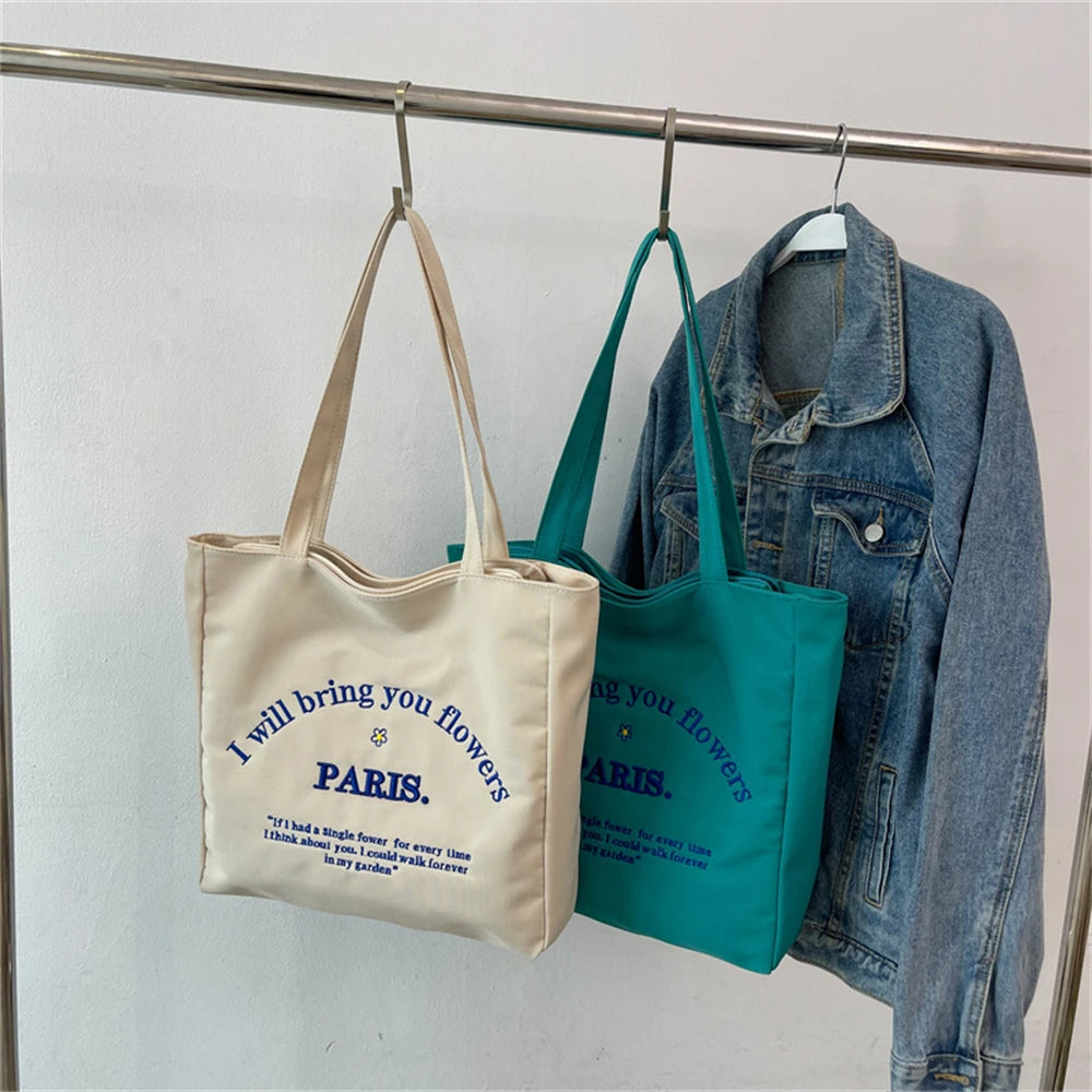 Canvas Tote Shoulder Bag Large Capacity Fabric Reusable Shopping Women Beach