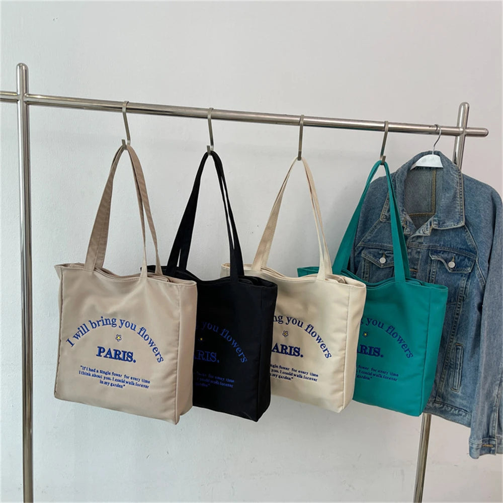 Canvas Tote Shoulder Bag Large Capacity Fabric Reusable Shopping Women Beach