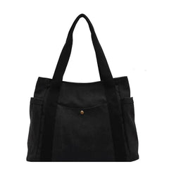 Large Capacity Canvas Women's Handbag Shoulder Bag Zipper Solid Student Schoolba
