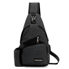 Large Capacity Chest Bag Mens Crossbody USB Charging Anti Theft Shoulder Bag