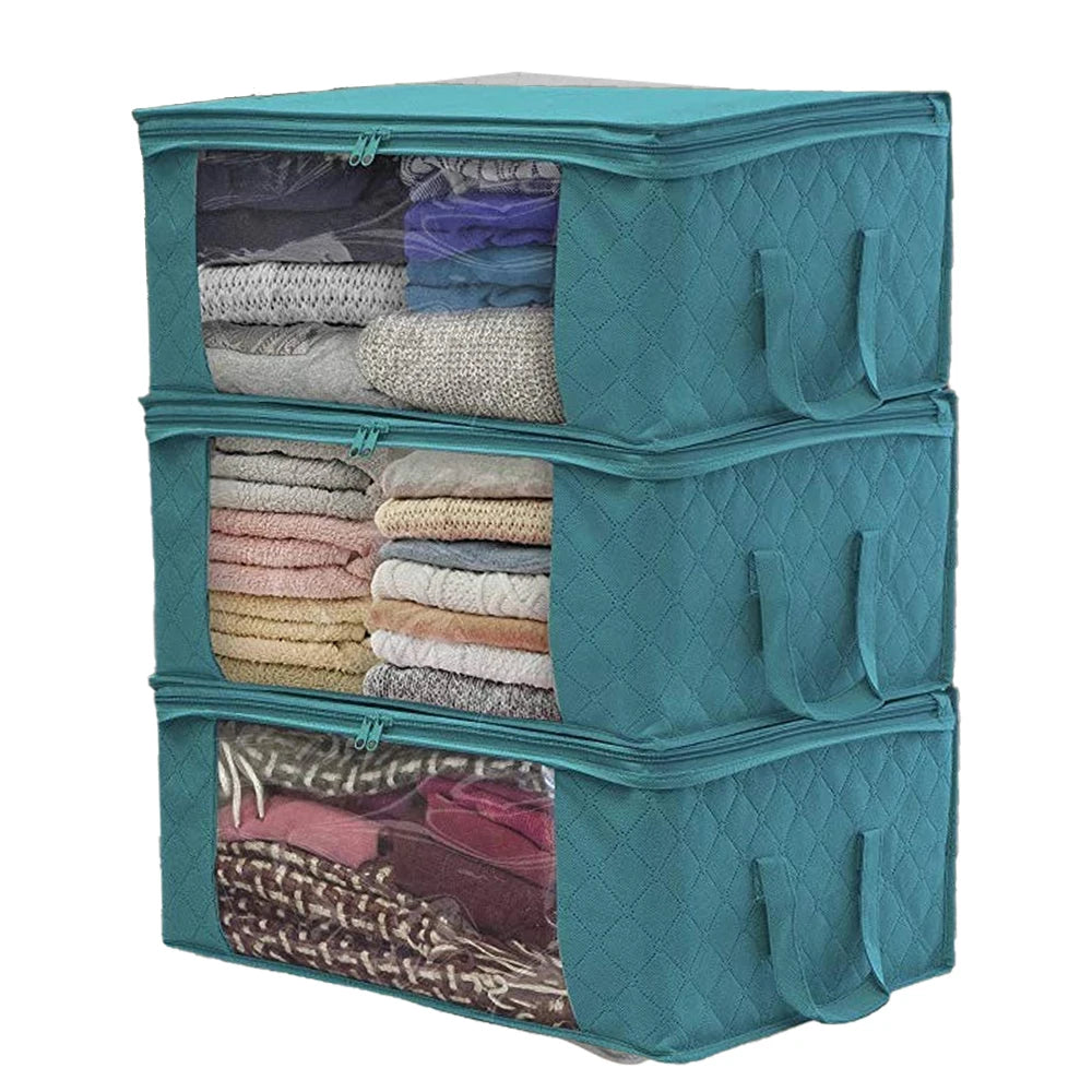 Large Capacity Clothes Storage Box Non Woven Fabric Quilts Clothes Organ