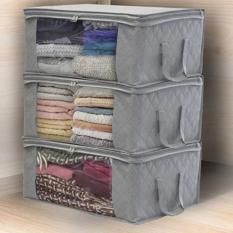 Large Capacity Clothes Storage Box Non Woven Fabric Quilts Clothes Organ