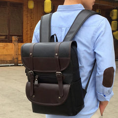 Large Capacity College PU Leather Men Backpack Business Travel Shopping