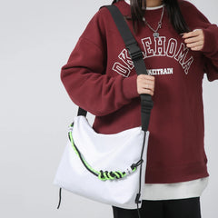 Large Capacity Crossbody Bag with Green Ribbon for Travel Sports
