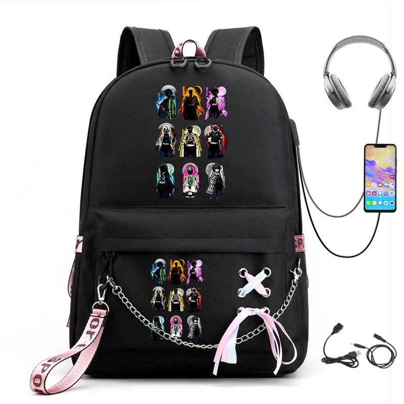 Large Capacity Demon Slayer Anime School Bag Harajuku Casual Backpack