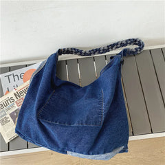 Large Denim Shoulder Bag for Women Patchwork Hobos Casual Packages