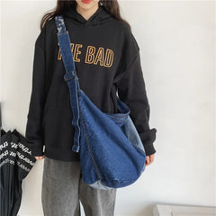 Large Denim Shoulder Bag for Women Patchwork Hobos Casual Packages