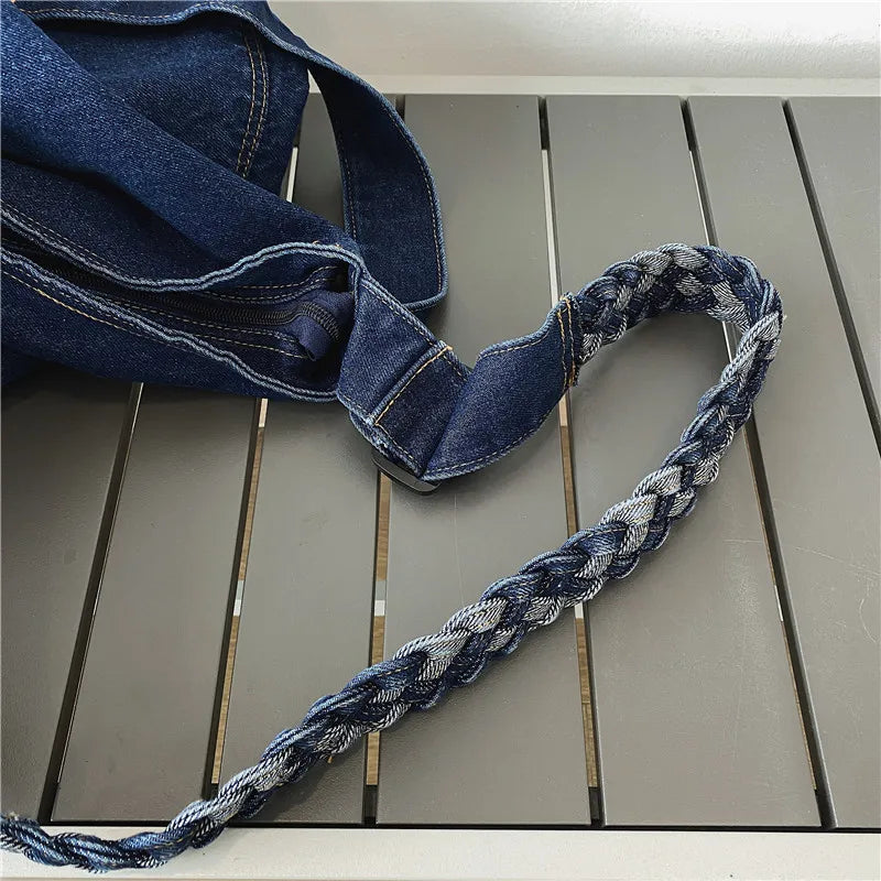 Large Denim Shoulder Bag for Women Patchwork Hobos Casual Packages