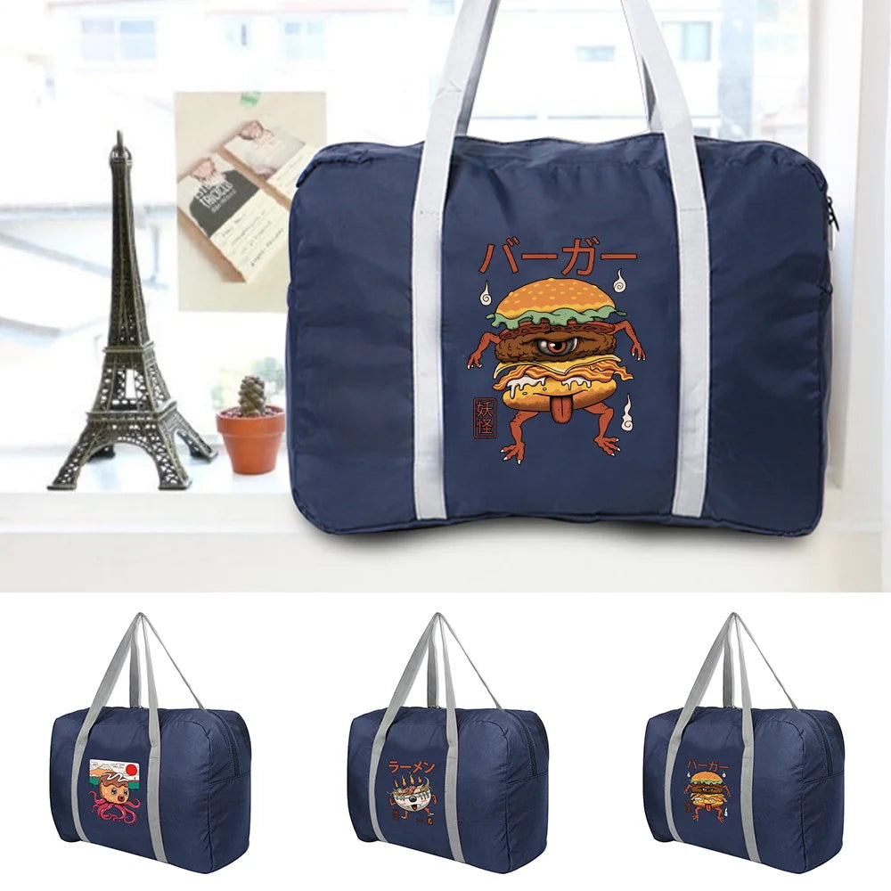 Large Capacity Duffle Bag Monster Print Travel Tote Bag