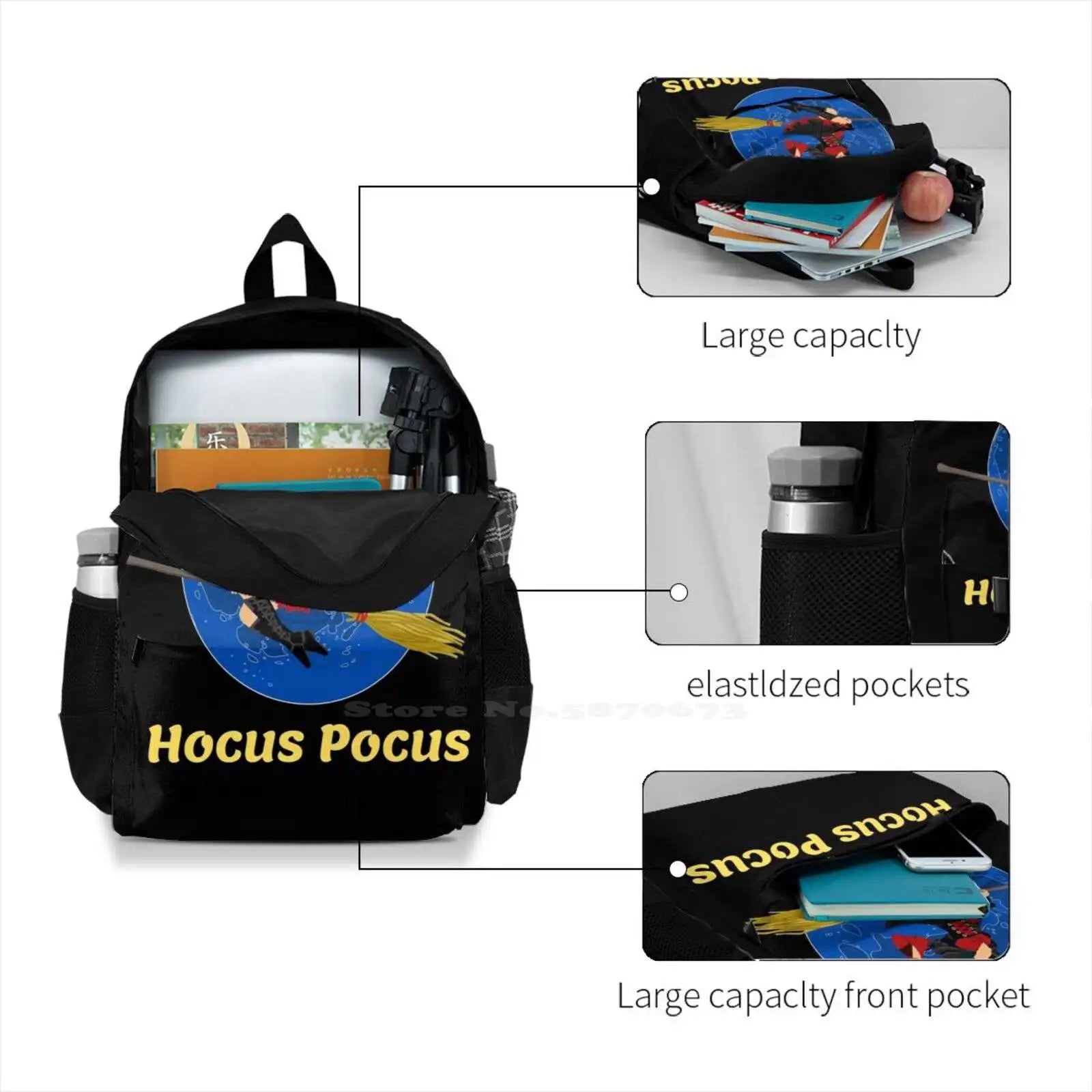 Large Capacity Backpack Laptop Travel Bags Film Film Halloween Funny Cartoon
