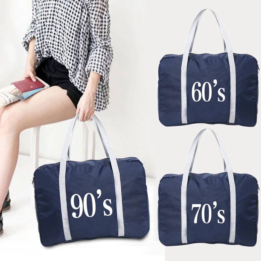 Large Capacity Unisex Weekend Bag Travel Carry Bag 90s-60s Pattern Duffle Bag