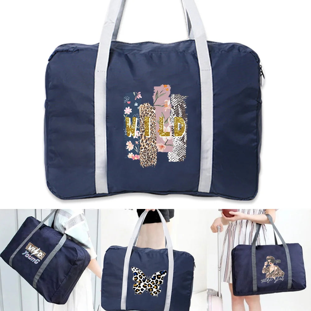 Large Capacity Travel Bag Wild Pattern Foldable Duffle Bag