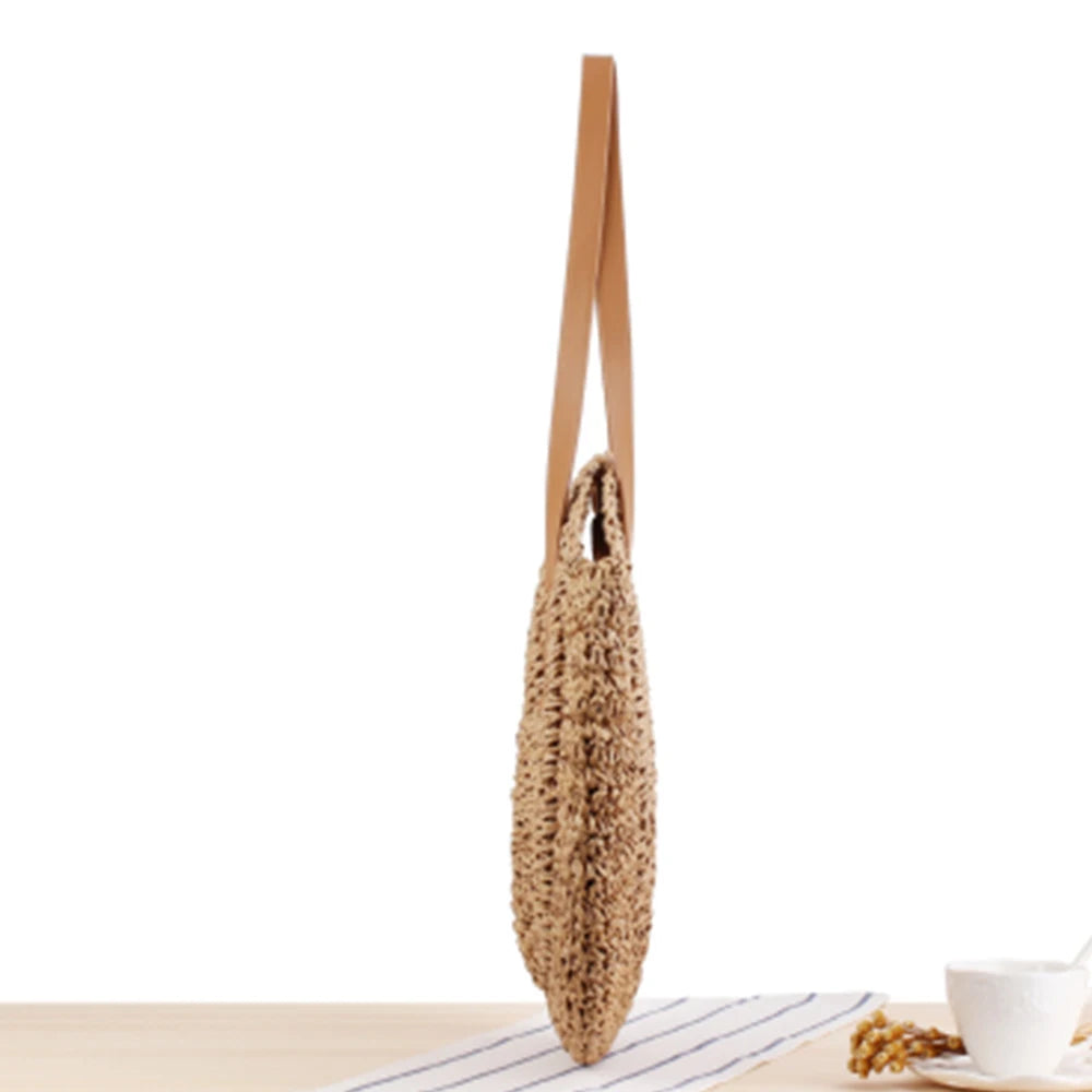 Large Capacity Straw Beach Shoulder Bag Women Tote Handbag