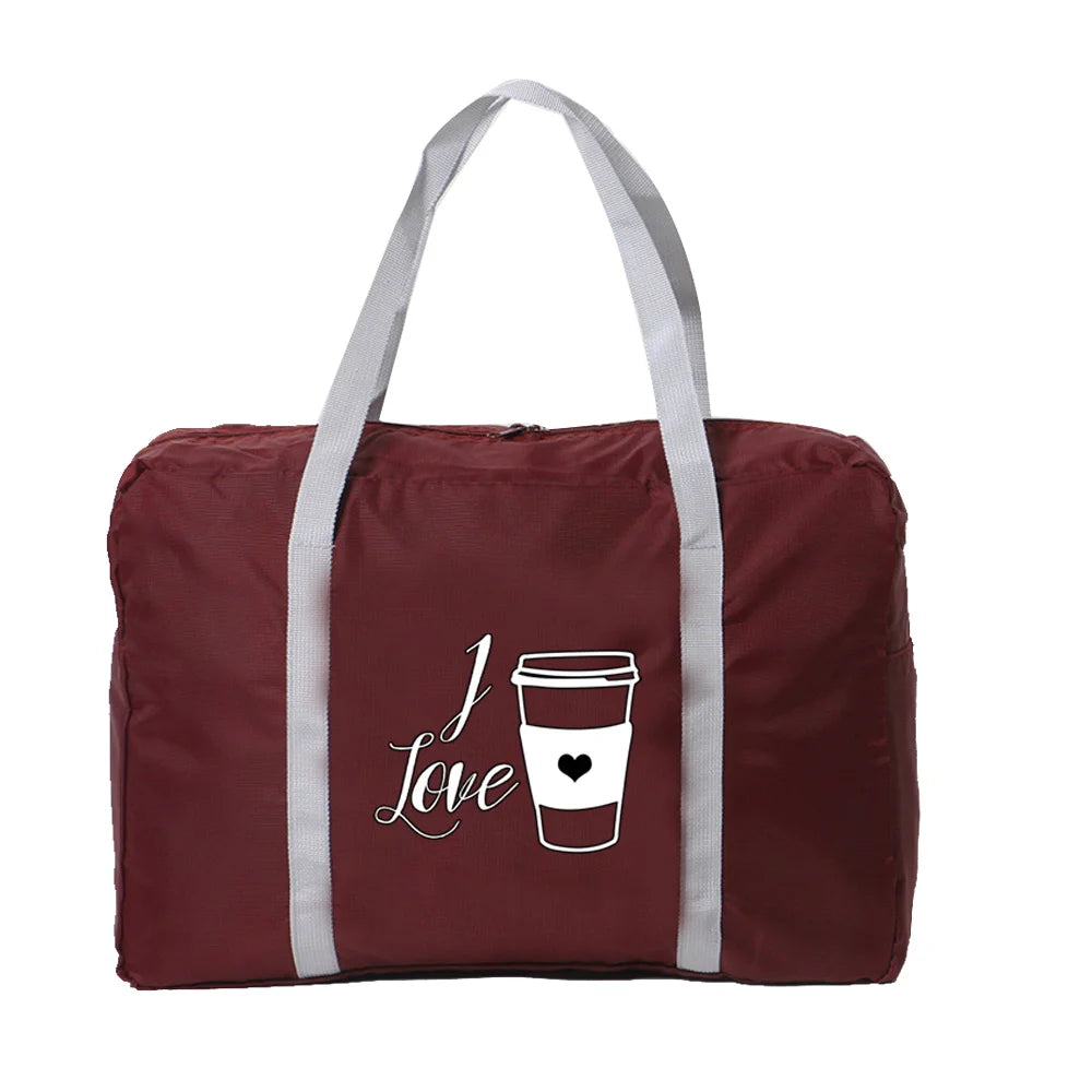 Large Capacity Foldable Food Series Printed Travel Bag Clothes Organizers Bag