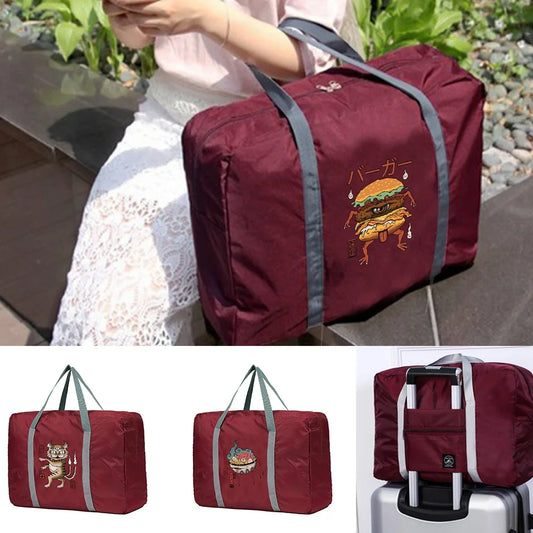Foldable Travel Bag Monster Pattern Luggage Men Carry on B