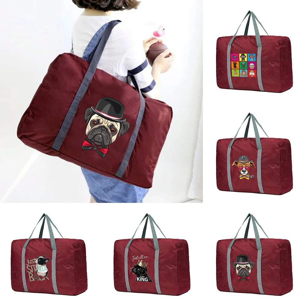 Large Capacity Foldable Travel Bag Clothes Organizers Unisex Dog Pattern