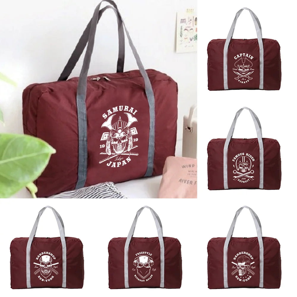 Skull Print Foldable Travel Bag Duffle