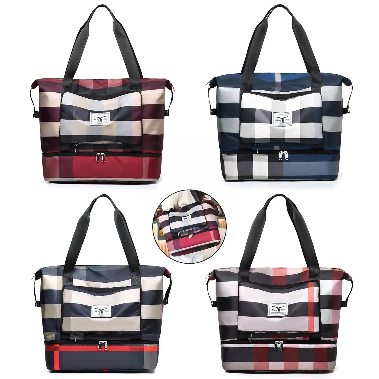 Large Capacity Foldable Travel Bag Dry Wet Separated Bag Lightweight