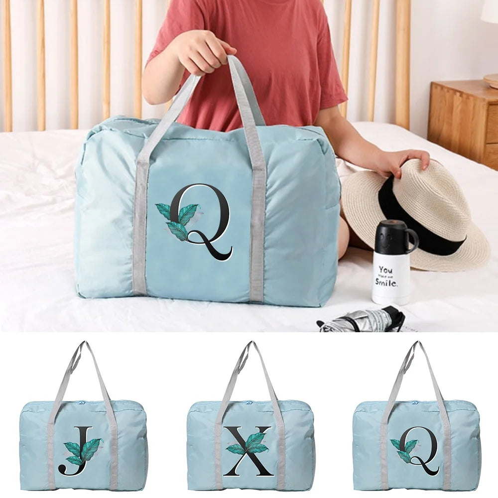 Foldable Travel Bag Leaf Print Luggage Tote Handbag Gym Yoga Duffle Bag