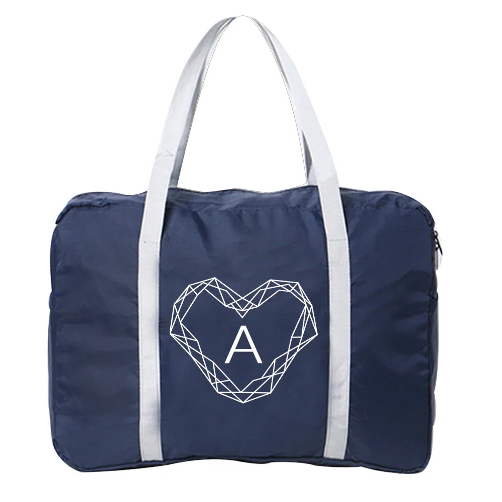 Foldable Travel Bags Diamond Letter Print Luggage Tote Handbag