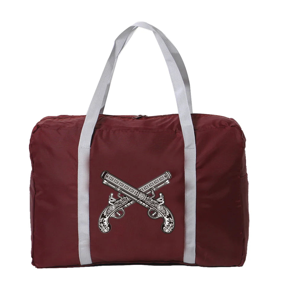 Skull Print Folding Travel Bag Lightweight Fabric Tote