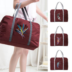 Feather Print Large Capacity Folding Travel Bag Duffle Gym Tote Handbag