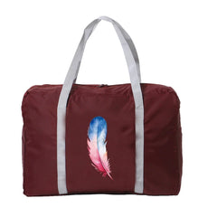 Feather Print Large Capacity Folding Travel Bag Duffle Gym Tote Handbag