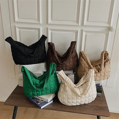 Large Capacity Green Women Shopping Bag High Cloth Shoulder Bags Winter Style