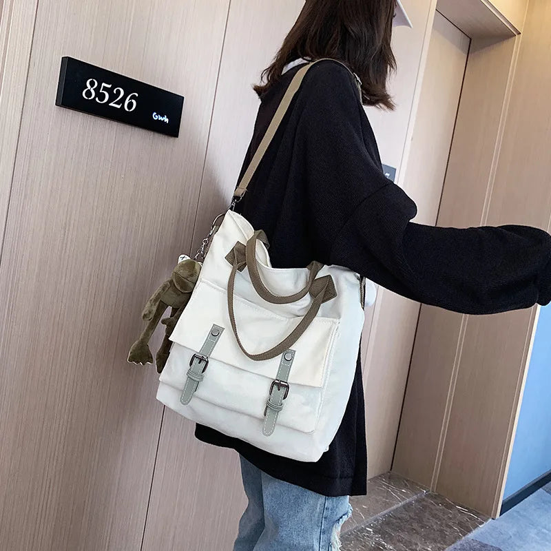 Large Capacity Women's Canvas Shoulder Bag Lightweight Messenger Bag