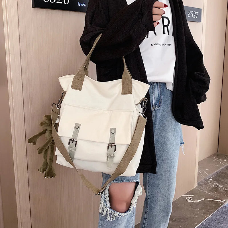 Large Capacity Women's Canvas Shoulder Bag Lightweight Messenger Bag