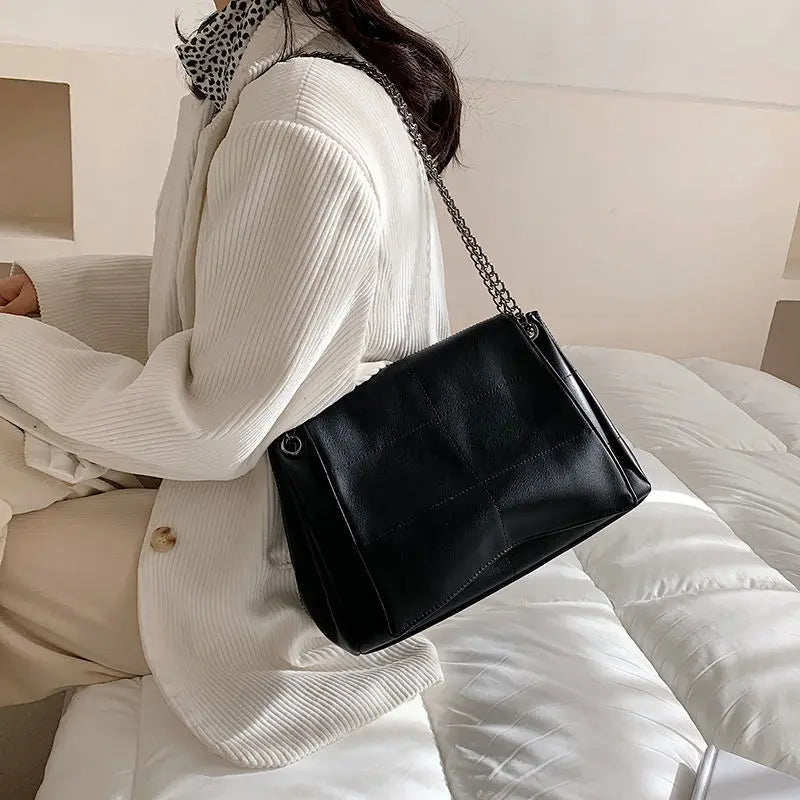 Large Capacity Soft Leather Crossbody Bag Beige Messenger Bag