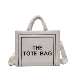 Large Capacity Plush Shoulder Bag for Women Textured Tote Messenger Bag