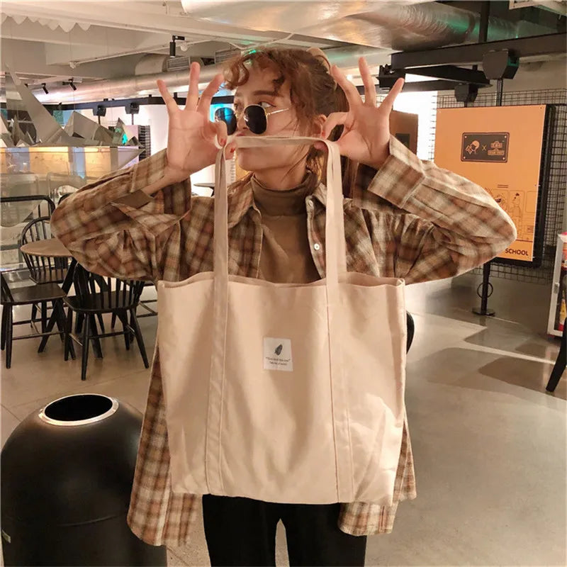 Canvas Shoulder Bag Large Capacity Retro Tote Bag