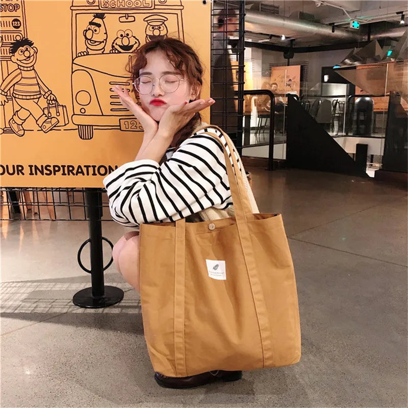 Canvas Shoulder Bag Large Capacity Retro Tote Bag