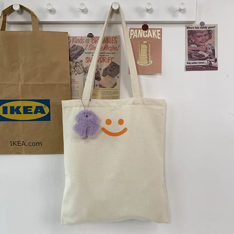 Large Capacity Women Shoulder Bag Solid Canvas Messenger Bag Girls Tote Bag