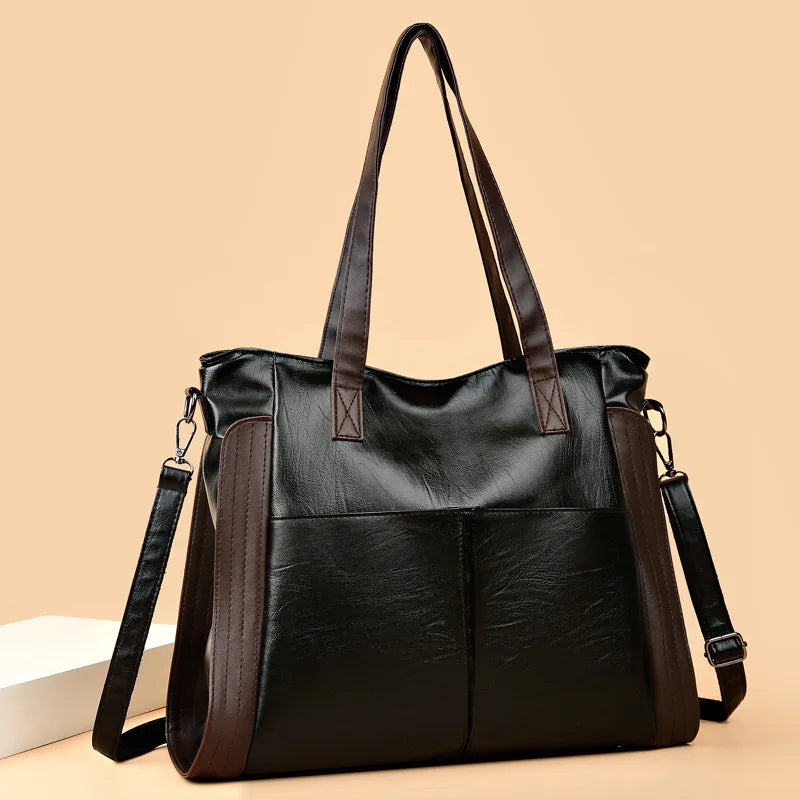 Large Capacity Soft Leather Bucket Bag Crossbody Tote Satchel Handbag