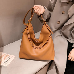 Large Capacity High Shoulder Bags Thick Chain Handbags PU Leather