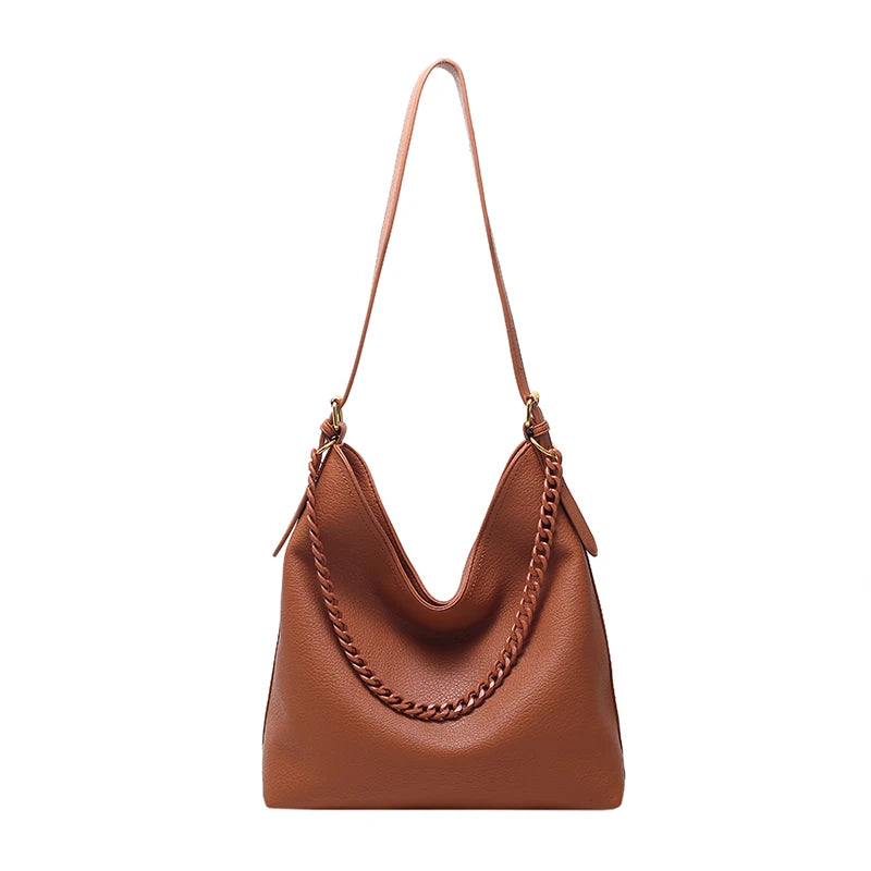 Large Capacity High Shoulder Bags Thick Chain Handbags PU Leather