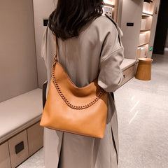 Large Capacity High Shoulder Bags Thick Chain Handbags PU Leather