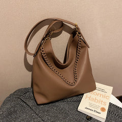 Large Capacity High Shoulder Bags Thick Chain Handbags PU Leather