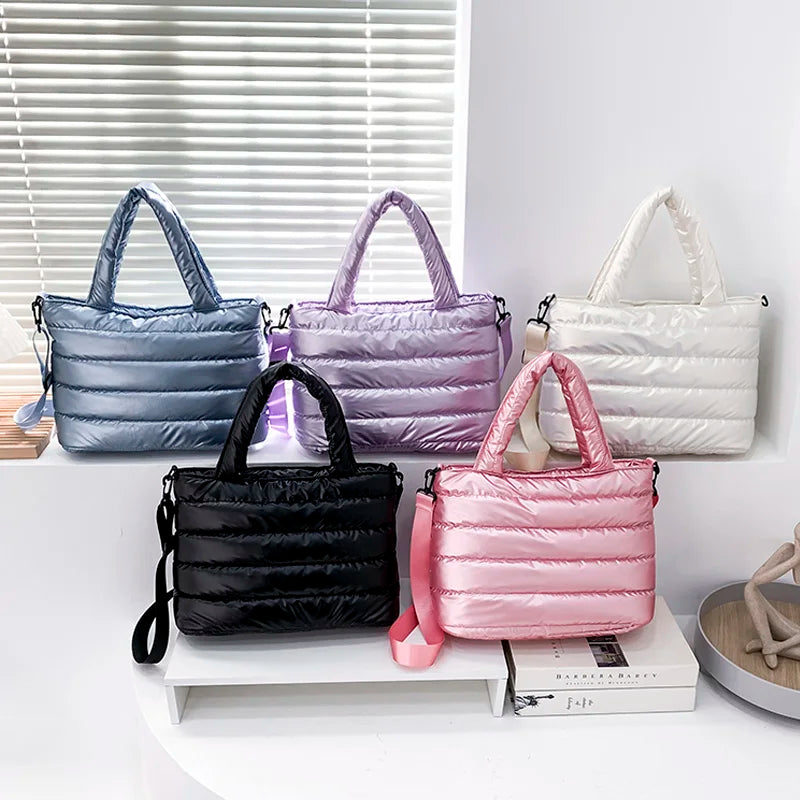 Large Capacity Women's Down Shoulder Bag Space Cotton Handbag