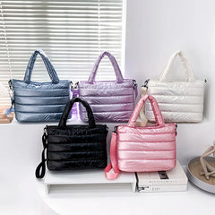 Large Capacity Women's Down Shoulder Bag Space Cotton Handbag