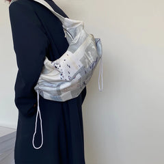Large Capacity Ladies Drawstring Underarm Bags Women Canvas Shoulder Bag
