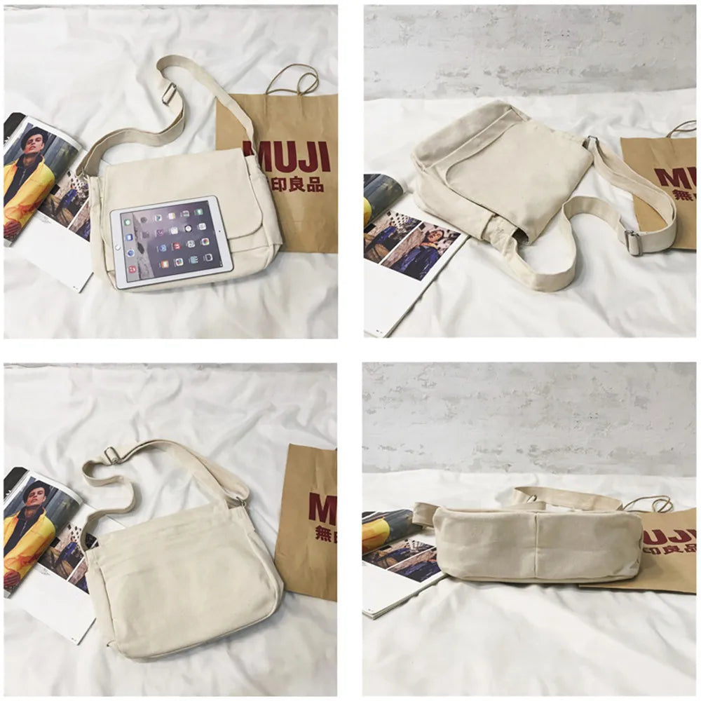 Large Capacity Canvas Shoulder Bag Women Student School Bags